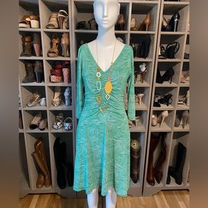 Green Ruched Midi Dress